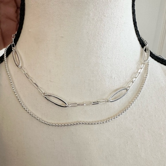 Nine West Jewelry - Nine West Silver-tone Two Row Link Necklace – NEW